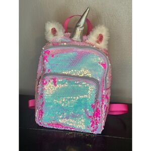 Cat Jack Pink Sequin Unicorn Backpack Kids Glitter Sparkle Horn Ears